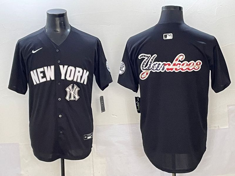Men 2025 New York Yankees Blank Black Nike MLB Jersey style 0014